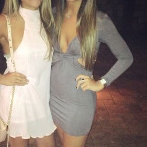 Grey long sleeve blue life bb short dress